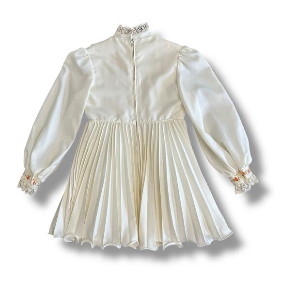 Vintage Dorissa of‎ Miami Girls White Pleated Lace Dress Size 6X Embroidered - Picture 5 of 13